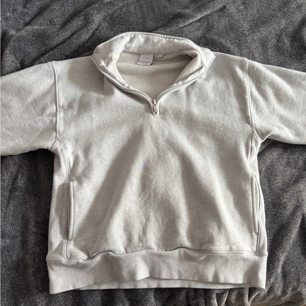 Aritzia Light Gray Zip-Up Sweater